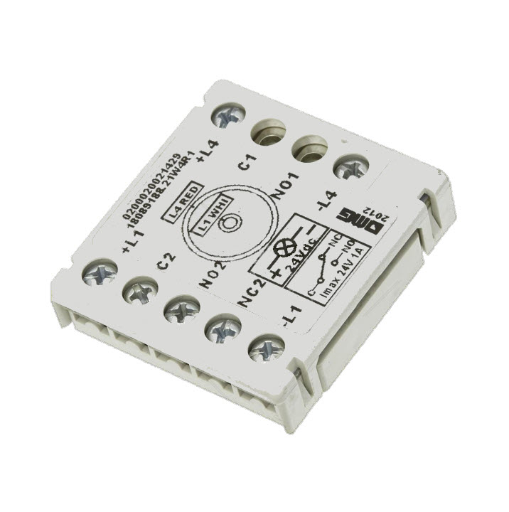 Kontaktblock, DMG Dual light, 24V/1A, 1CO-Kontakt., röd/vit