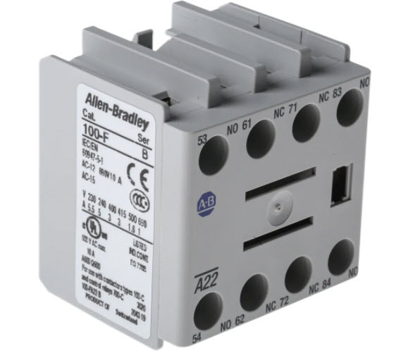 Hjälpkontaktblock, Allen Bradley, 100-FA22, 2NO/2NC