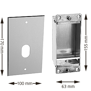 Tablå, NS, 1 hål, rostfri, med låda för infälld montering