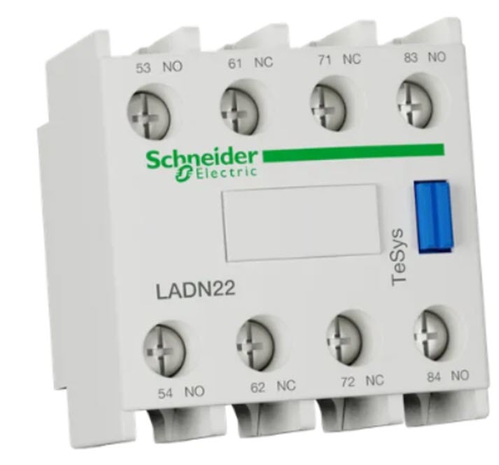 Hjälpkontaktblock, Schneider/Telemec., LADN22, 2NO/2NC, TeSys D