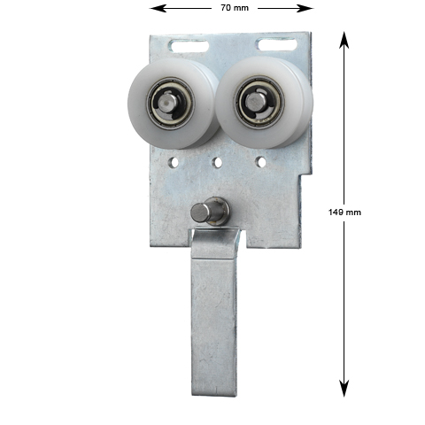 Viksamdörr, dubbelplatta med rullar, fz., höger