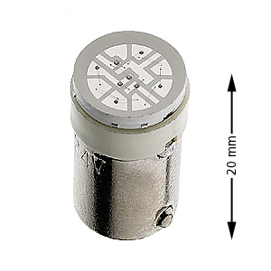 Diodlamp, Ba9s, gul, 48-60V AC/DC, 14mA, 0,7lm