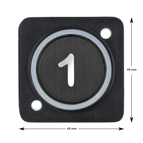Knapp, HMG4, blå LED, trycke svart, ''1''