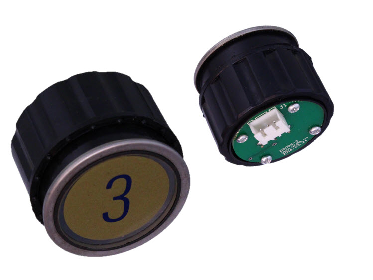 Tryckknapp Schindler D2, ''3'', 3-pin, grön LED