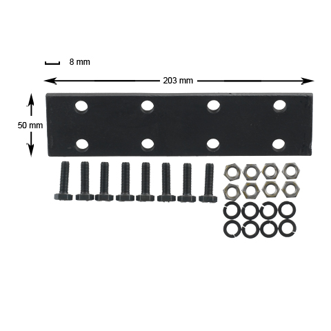 Skarvplatta+bult, för gejd, 50x50x5