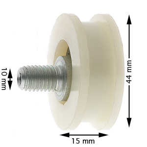 Bärrulle, IGV, ø44/38x18mm, Axel M10 excenter, flatspår