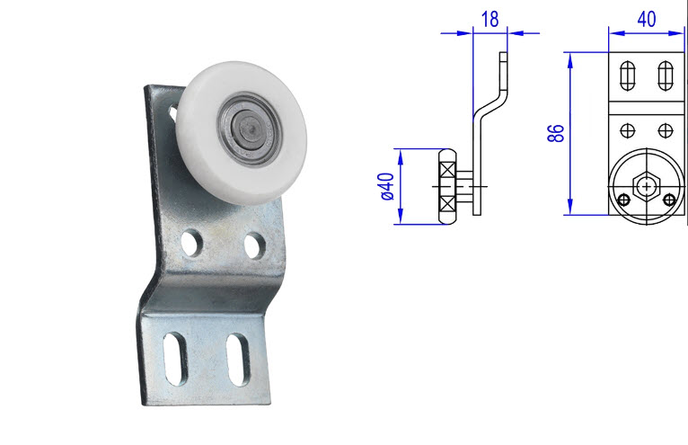 Roller, Schindler QKS8 TL/TR, with cranked hanger 18mm