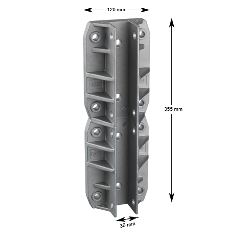 Styrskohus, ACLA, HSMXL, aluminium, förstärkt, l=355 mm