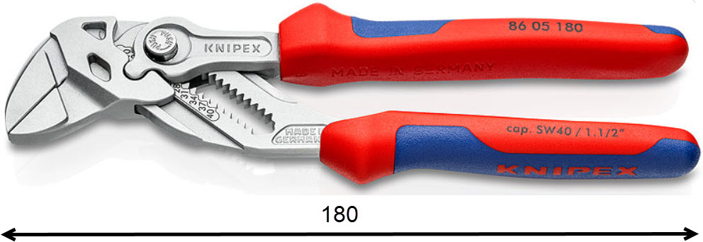 Tångnyckel, Knipex, 180mm, max 40mm
