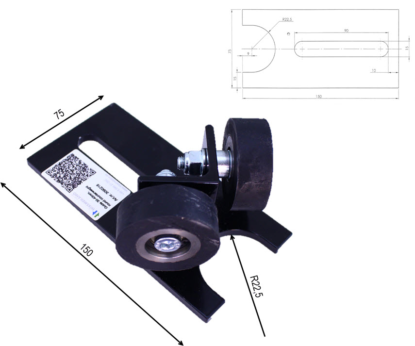 Rullställ, 30-40mm rundgejd, ø50mm rulle