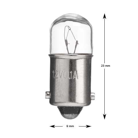Glödlampa, 12V, 3W, Ba9s, 9 x 23mm