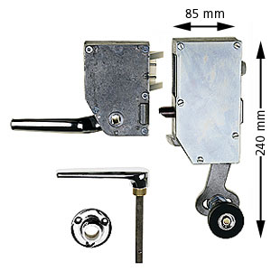 Handtagslås, L-22-H med handtag, krom