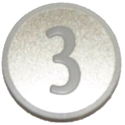 Tryckbricka för KONE KSS, vit ''3''