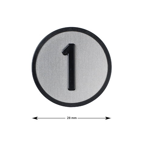 Tryckbricka för KONE KSS, grå, ''1''