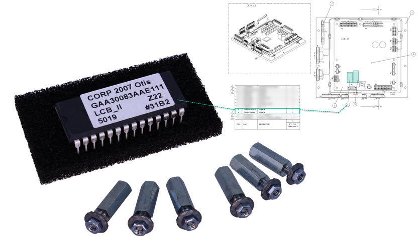 Eeprom 2, Kretskort MCS310, Otis, LCBII replacement kit, Ref. 9693A