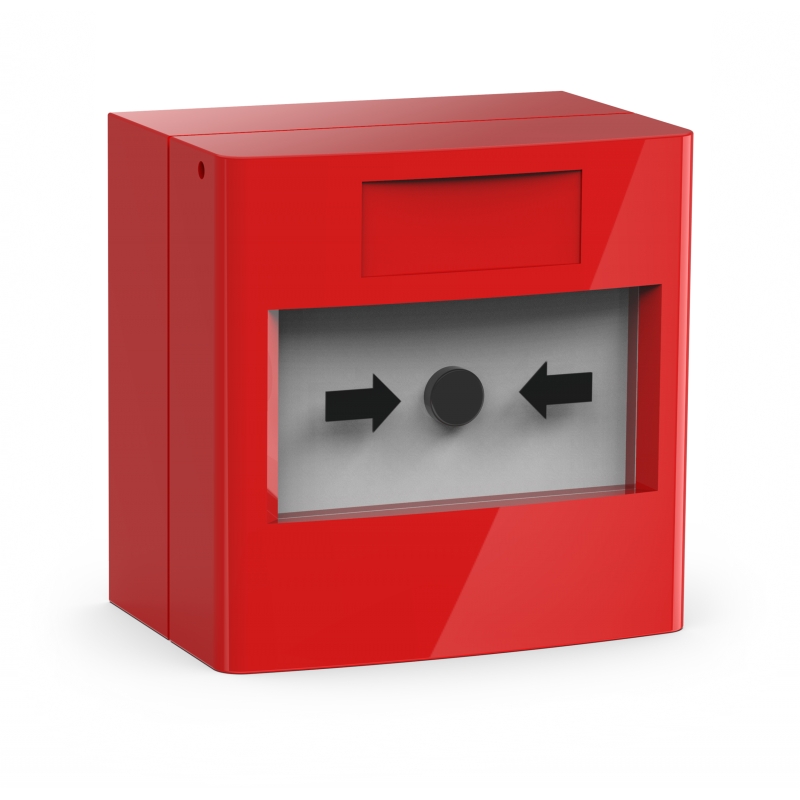 Larmknapp (brand), 2 växlande kontakter, röd