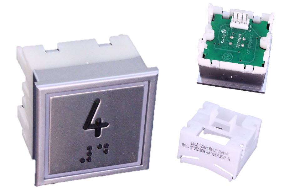 Tryckknapp, Thyssen Step Classic, Braille, ''4'', röd LED