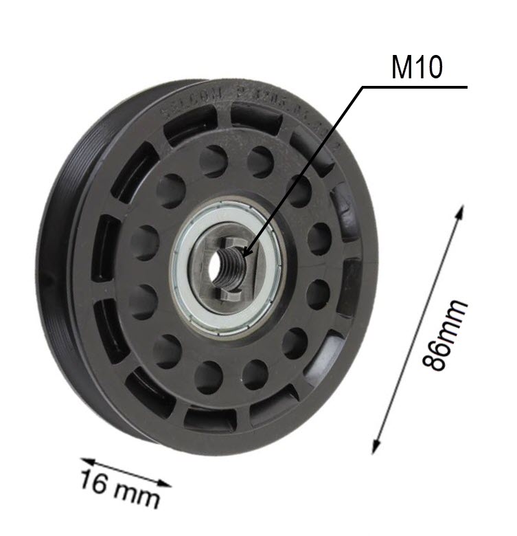 Bärrulle, Wittur/Selcom Pegasus, Ø86/78x16mm, Hål M10