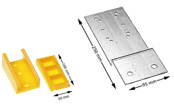 Korgkabelklämma, flat, med rak fästplåt, max 18 ledare